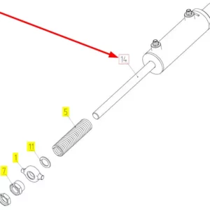 Oryginalny siłownik hydrauliczny o numerze katalogowym 100798991, stosowany w kombajnach zbożowych marki Rostselmash schemat.