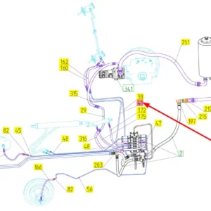 Oryginalny przewód hydrauliczny o numerze katalogowym 100799252, stosowany w kombajnach zbożowych marki Rostselmash schemat.