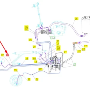 Oryginalny przewód hydrauliczny o numerze katalogowym 100800053, stosowany w kombajnach zbożowych marki Rostselmash schemat.