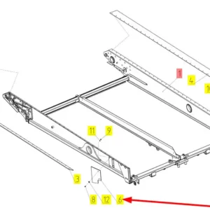 Oryginalna płyta mocująca sita górnego o numerze katalogowym 100800205, stosowana w kombajnach zbożowych marki Rostselmash schemat.
