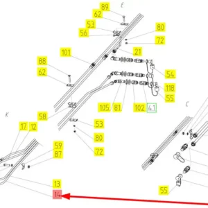 Oryginalny przewód hydrauliczny o numerze katalogowym 100800477, stosowany w kombajnach zbożowych marki Rostselmash schemat