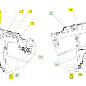 Oryginalny przewód hydrauliczny o numerze katalogowym 100800612, stosowany w hederach zbożowych marki Rostselmash schemat