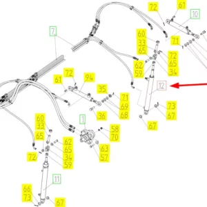 Oryginalny siłownik hydrauliczny o numerze katalogowym 100800969, stosowany w hederach marki Rostselmash- schemat.