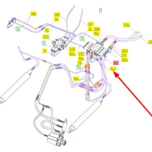 Oryginalny przewód hydrauliczny o numerze katalogowym 100801628, stosowany w kombajnach zbożowych marki Rostselmash schemat.