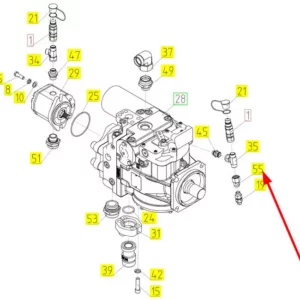 Oryginalne złącze hydrauliczne o numerze katalogowym 100801893, stosowane w kombajnach zbożowych marki Rostselmash schemat.