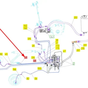 Oryginalny przewód hydrauliczny o numerze katalogowym 100801950, stosowany w kombajnach zbożowych marki Rostselmash schemat.