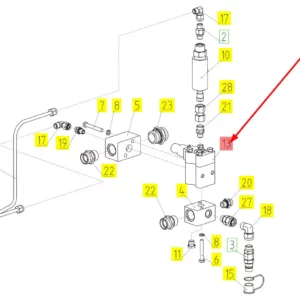Oryginalny zawór ciśnieniowy o numerze katalogowym 100805280, stosowany w kombajnach zbożowych marki Rostselmash schemat.