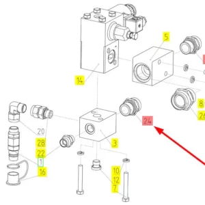 Oryginalna redukcja hydrauliczna o numerze katalogowym 100805281, stosowana w kombajnach zbożowych marki  Rostselmash.