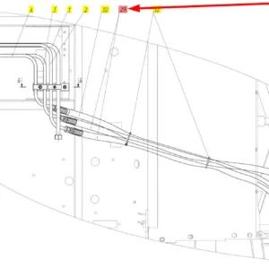 Oryginalny przewód hydrauliczny wysokociśnieniowy o numerze katalogowym 100807490, stosowany w kombajnach zbożowych marki Rostselmash schemat.