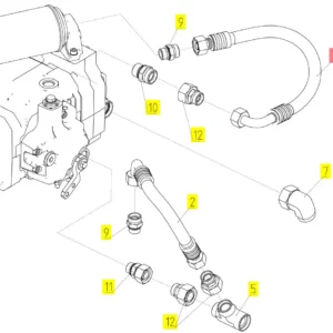 Oryginalny przewód hydrauliczny o numerze katalogowym 100809889, stosowany w kombajnach zbożowych marki Rostselmash schemat.