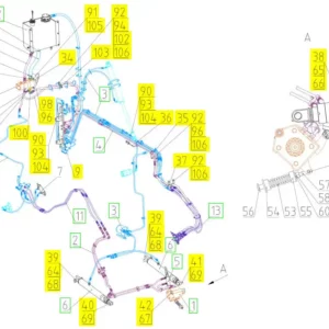 Oryginalny trójnik hydrauliczny o numerze katalogowym 100815672, stosowany w kombajanch zbożowych marki Rostselmash- schemat.