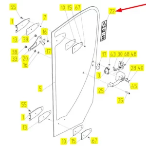 Oryginalna naklejka informacyjna o numerze katalogowym 100815979, stosowana w kombajnach zbożowych marki Rostselmash schemat.