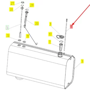 Oryginalna rurka spustu paliwa o numerze katalogowym 100817235, stosowana w kombajnach zbożowych marki Rostselmash schemat.