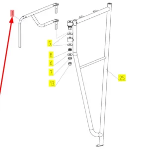 Oryginalne mocowanie lusterka o numerze katalogowym 100826638, stosowane w kombajnach zbożowych marki Rostselmash schemat.
