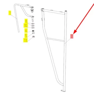 Oryginalna poręcz kabiny lewa o numerze katalogowym 100826650, stosowana w kombajnach zbożowych marki Rostselmash schemat.