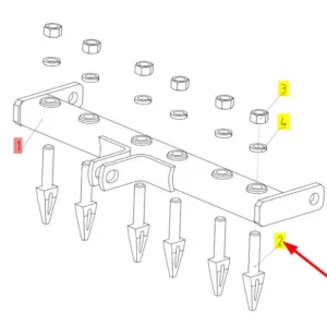 Oryginalne mocowanie klepiska o numerze katalogowym 100831061, stosowane w kombajnach zbożowych marki Rostselmash schemat.