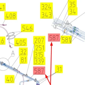 Oryginalne złącze hydrauliczne o numerze katalogowym 100838829, stosowane w kombajnach zbożowych marki Rostselmash- schemat.