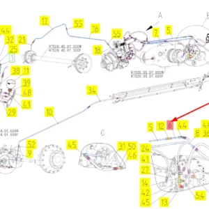 Oryginalny przewód hydrauliczny o numerze katalogowym 100841587, stosowany w kombajnach zbożowych marki Rostselmash schemat.