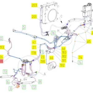 Oryginalny przewód hydrauliczny o numerze katalogowym 100841621, stosowany w kombajnach zbożowych marki Rostselmash schemat.