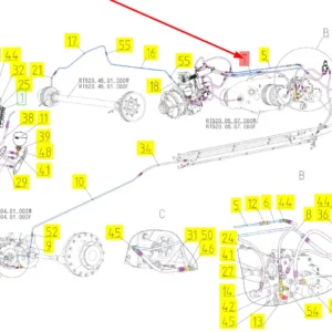 Oryginalny przewód hydrauliczny o numerze katalogowym 100841717, stosowany w kombajnach zbożowych marki Rostselmash schemat.