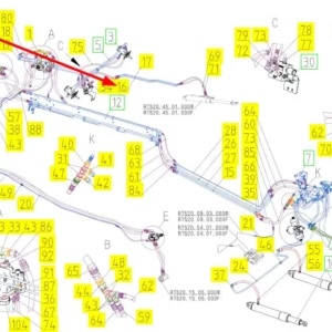 Oryginalny przewód hydrauliczny o numerze katalogowym 100845652, stosowany w kombajnach zbożowych marki Rostselmash schemat.