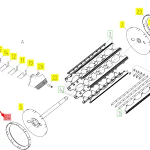 Oryginalna tarcza bębna młócącego o numerze katalogowym 100855833, stosowana w kombajnach zbożowych marki Rostselmash schemat.