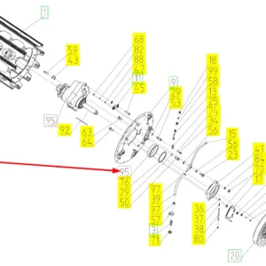 Oryginalny pierścień przekładni bębna o numerze katalogowym 100858894, stosowany w kombajnach zbożowych marki Rostselmash schemat.