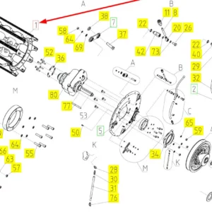 Oryginalna rama bębna o numerze katalogowym 100863042, stosowana w kombajnach zbożowych marki Rostselmash schemat.