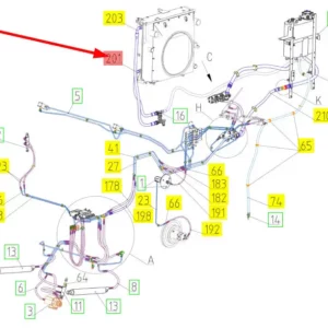 Oryginalny przewód hydrauliczny o numerze katalogowym 100867881, stosowany w kombajnach zbożowych marki Rostselmash schemat.