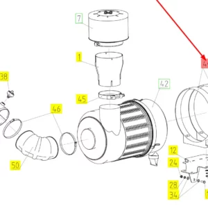 Oryginalny uchwyt obudowy filtra powietrza o numerze katalogowym 100881781, stosowany w kombajnach zbożowych marki Rostselmash schemat.