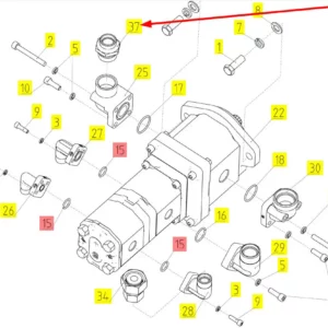 Oryginalne złącze hydrauliczne o numerze katalogowym 100906695, stosowane w kombajnach zbożowych marki Rostselmash schemat.