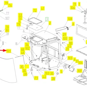 Oryginalna aktywna antena automatyczna o numerze katalogowym 100944057, stosowana w kombajnach zbożowych marki Rostselmash schemat.