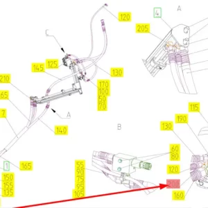 Oryginalne kolanko hydrauliczne o numerze katalogowym 100957327, stosowane w kombajnach zbożowych marki Rostselmash schemat