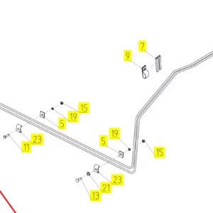 Oryginalny przewód układu hamulcowego o numerze katalogowym 100965255, stosowany w kombajnach zbożowych marki Rostselmash schemat.