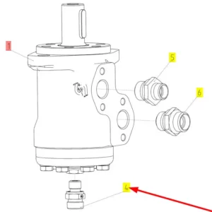 Oryginalne złącze hydrauliczne o numerze katalogowym 100965848, stosowane w kombajnach zbożowych marki Rostselmash schemat.