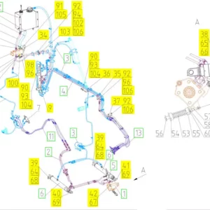 Oryginalna złączka adaptera hydraulicznego o numerze katalogowym 100992608, stosowana w kombajanch zbożowych marki Rostselmash- schemat.