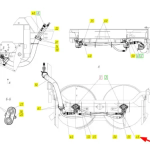 Oryginalny trójnik hydrauliczny o numerze katalogowym 100999829, stosowany w kombajnach zbożowych marki Rostselmash schemat.
