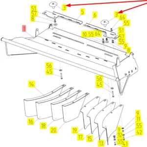 Oryginalne pokrętło regulacji kierownicy rozdrabniacza o numerze katalogowym 101013372, stosowane w kombajnach zbożowych marki Rostselmash schemat.