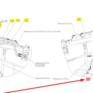 Oryginalny przewód gumowy o numerze katalogowym 101022461, stosowany w hederach zbożowych marki Rostselmash. Schemat