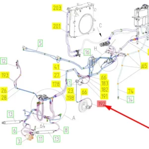 Oryginalny przewód hydrauliczny wysokociśnieniowy o numerze katalogowym 101022506, stosowany w kombajnach zbożowych marki Rostselmash schemat.