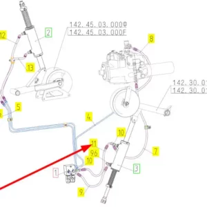 Oryginalny przewód hydrauliczny o numerze katalogowym 101022514, stosowany w kombajnach zbożowych marki Rostselmash schemat.