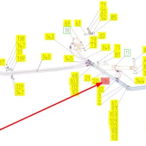 Oryginalny przewód hydrauliczny o numerze katalogowym 101022585, stosowany w kombajnach zbożowych marki Rostselmash schemat