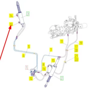 Oryginalny przewód hydrauliczny o numerze katalogowym 101032271, stosowany w kombajnach zbożowych marki Rostselmash schemat.