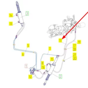 Oryginalny przewód hydrauliczny o numerze katalogowym 101036968, stosowany w kombajnach zbożowych marki Rostselmash schemat.