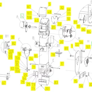 Oryginalne koło zębate elewatora plew o numerze katalogowym 101043655, stosowane w kombajnach zbożowych marki Rostselmash schemat.