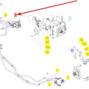 Oryginalny przewód hydrauliczny wysokociśnieniowy o numerze katalogowym 101071103, stosowany w kombajnach zbożowych marki Rostselmash schemat.