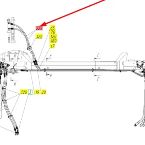 Oryginalny wąż wysokociśnieniowy o numerze katalogowym 101078461, stosowany w kombajnach zbożowych marki Rostselmash schemat.