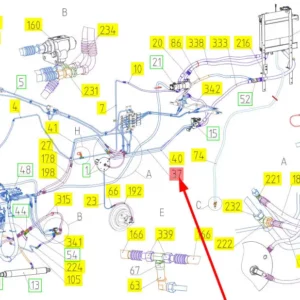 Oryginalny przewód hydrauliczny o numerze katalogowym 101078785, stosowany w kombajnach zbożowych marki Rostselmash schemat.