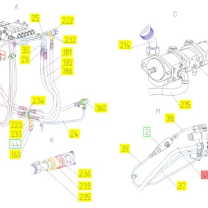 Oryginalny przewód hydrauliczny o numerze katalogowym 101078963, stosowany w kombajnach zbożowych marki Rostselmash schemat.