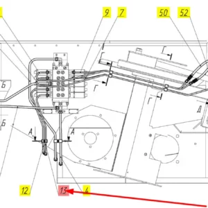 Oryginalny przewód hydrauliczny o numerze katalogowym 101081831, stosowany w kombajnach zbożowych marki Rostselmash schemat.